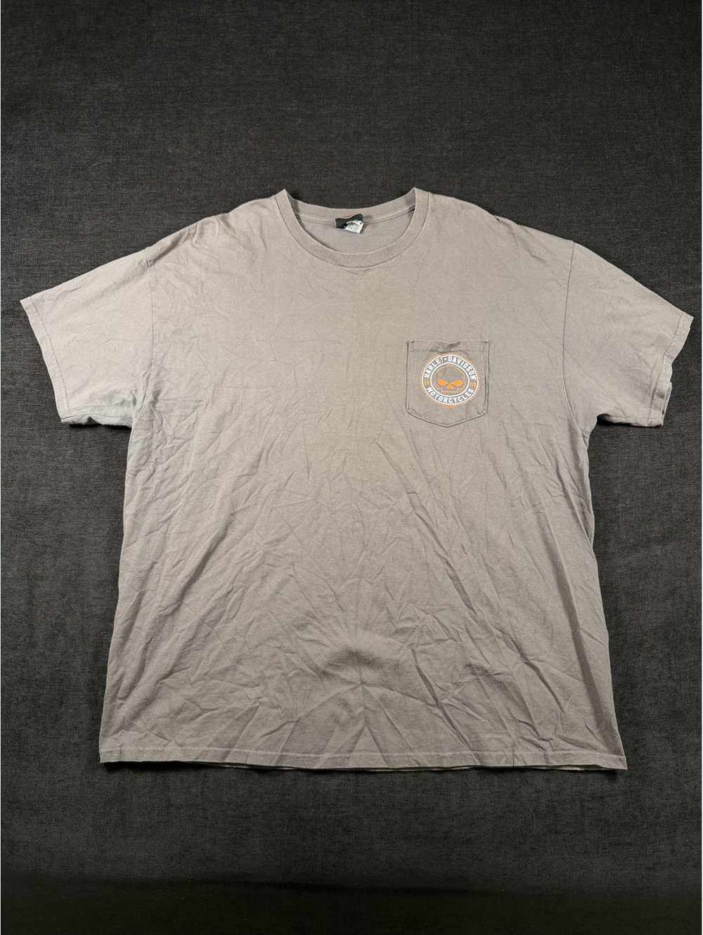 Harley-Davidson Men's 2XL Brown Skull Pocket T-Shirt Cotton